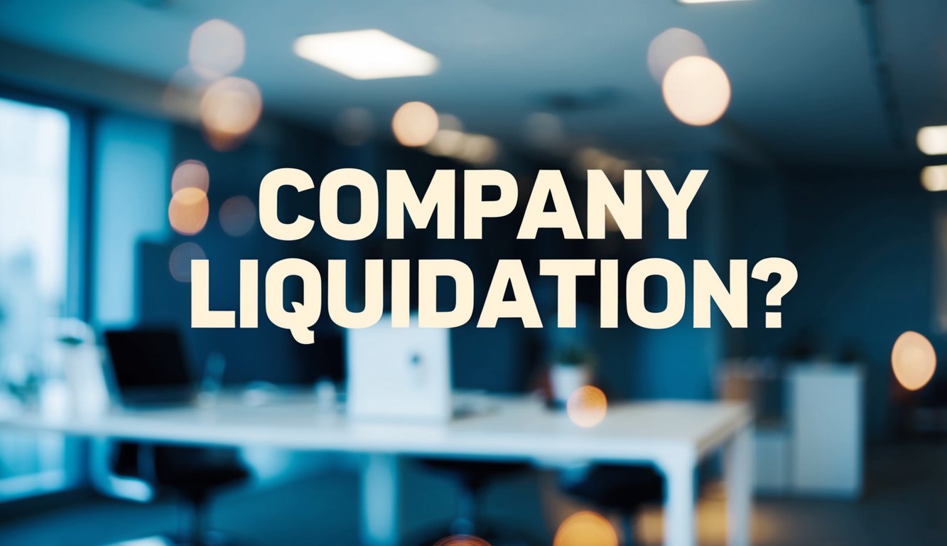 title page - clear central letters with a professional office background stating company liquidation